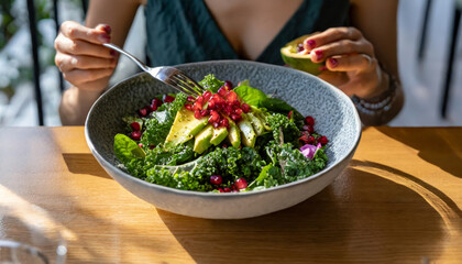 Obraz na płótnie Canvas Fresh and Healthy Vegetarian Salad in a Bowl
