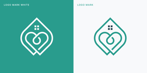 Love House Logo Vector Icon Illustration Design	
