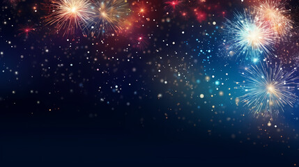 Naklejka premium Beautiful creative holiday background with fireworks and sparkles