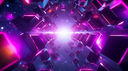 Abstract techno-cosmos geometric shapes and cosmic elements converge, futuristic and cosmic fusion