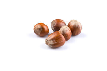 Hazelnuts on white