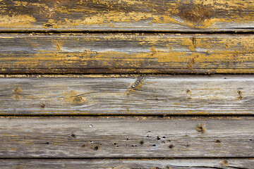 Old wooden painted and chipping paint.