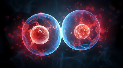 Obraz premium Human cell or embryonic stem cell medicine, human cell biology DNA molecular structure