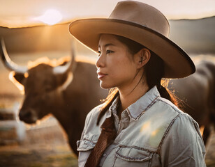 A cowgirl woman on a ranch.