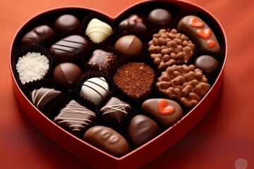 a box of chocolates shaped as a heart. Generative AI
