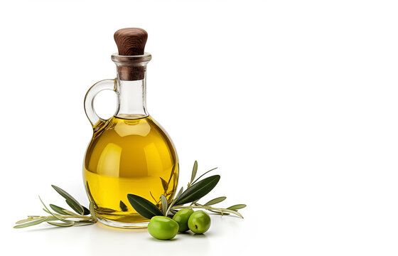 Italian olive oil in a beautiful bottle isolated on a white background