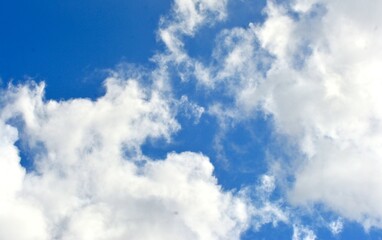 photo of white sky and bright blue clouds