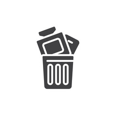 Waste with old computers and gadgets vector icon