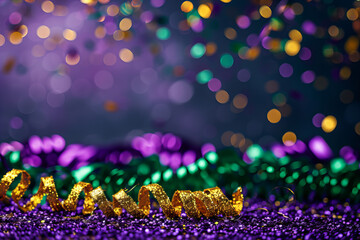 Mardi Gras carnival blurred confetti backdrop