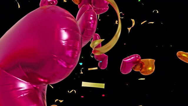 Confetti Objects And Heart Balloon motion footage for festival films and cinematic in anniversary scene. Also good background for scene and titles.