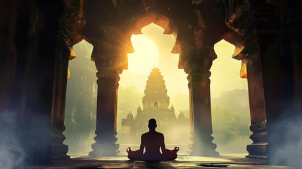 Fotobehang Bedehuis Meditating in old temple