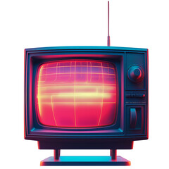 Colorful Retro TV Cyberpunk Style Isolated on White Background