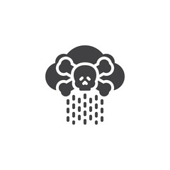 Cloud with acid raindrops and skull vector icon