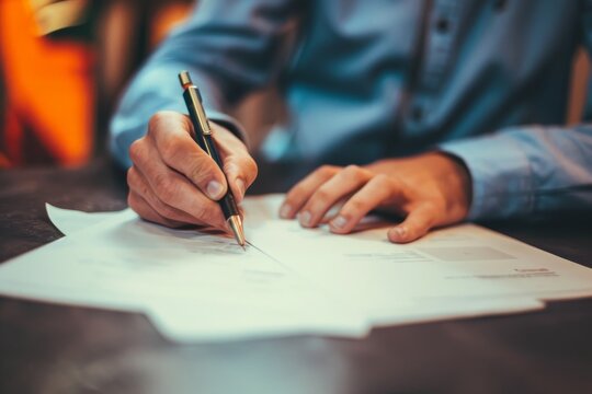 person is wearing a red patterned sweater with blue cuffs