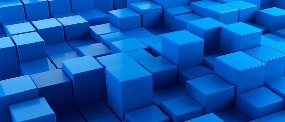 Random Pattern of 3D Blue Cubes