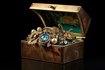 Exquisite jewelry piece in open box. Generative AI
