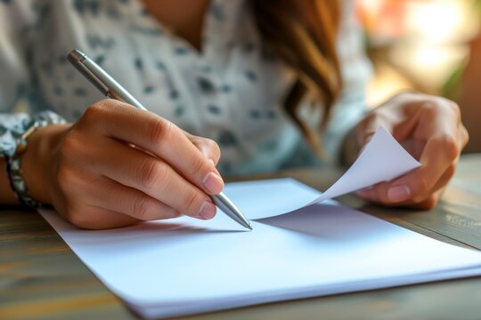 person’s hand writing on a document