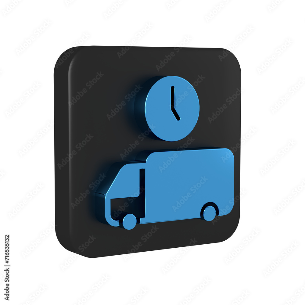 Wall mural blue logistics delivery truck and time icon isolated on transparent background. delivery time icon. 