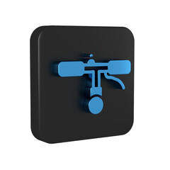 Blue Bicycle handlebar icon isolated on transparent background. Black square button.