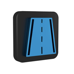 Blue Special bicycle ride on the bicycle lane icon isolated on transparent background. Black square button.