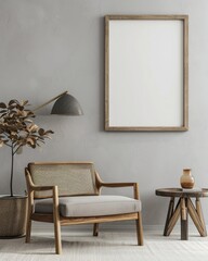 Luxurious Interior Mockup: Wooden Frame as Stylish Room Decor