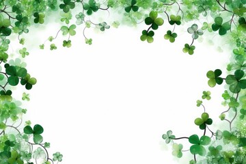 Lucky Shamrock and Clover Border for a Festive St. Patrick's Day Design - Generative AI