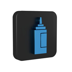 Obraz premium Blue Sauce bottle icon isolated on transparent background. Ketchup, mustard and mayonnaise bottles with sauce for fast food. Black square button.