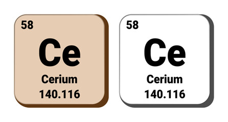 Ce, Cerium element vector icon, periodic table element. Vector illustration EPS 10 File. Isolated on white background.