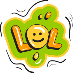 LOL speech sticker with word for comics book. humor pop balloon illustration