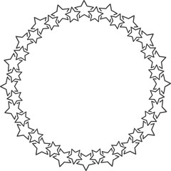 Start decoration frame in vector. Stars abstract round border.