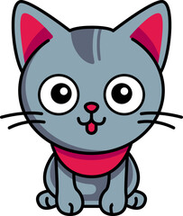 Cute cat clipart vector illustration. cartoon kitten icon and logo. fun kitty sticker