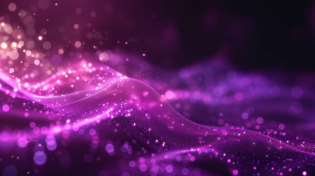 purple background, Digital purple particles wave and light abstract background with shining dots stars., Ai generated image 