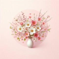 An array of delicate spring flowers in vase
