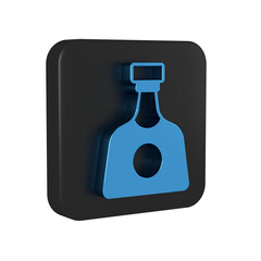 Blue Tequila bottle icon isolated on transparent background. Mexican alcohol drink. Black square button.
