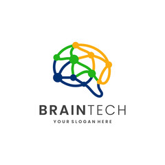 Brain tech logo design, brain connection, digital brain, smart brain , creative vector icon logo design