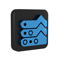 Blue Graph, schedule, chart, diagram, infographic, pie graph icon isolated on transparent background. Black square button.