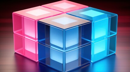 Pink and blue cubes UHD wallpaper