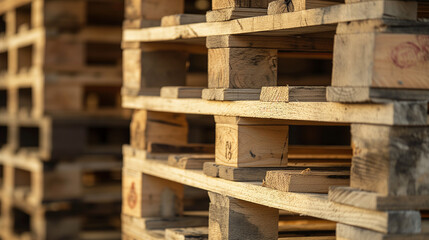 staircase, wooden bridge in the park, Stack of wooden pallet. Industrial wood pallet at factory warehouse, Ai generated image