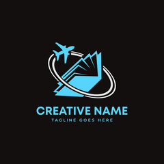 Abstract logo design. Travel for knowledge logo. book tour logo. foreign study logo. study in abroad logo idea.