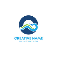 abstract swimming pool logo design. water wave logo. pool logo