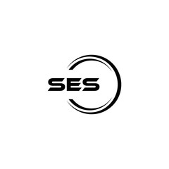 SES logo. S E S design. White SES letter. SES, S E S letter logo  SES design. Initial letter SES linked circle uppercase monogram logo. S E S letter logo SES vector design. SES letter logo design five