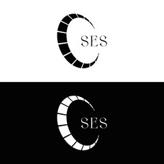 SES logo. S E S design. White SES letter. SES, S E S letter logo  SES design. Initial letter SES linked circle uppercase monogram logo. S E S letter logo SES vector design. SES letter logo design five