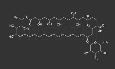 Naklejka premium Nystatin molecular skeletal chemical formula 