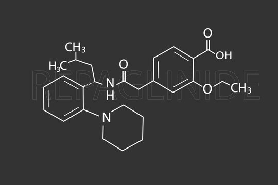 Repaglinide molecular skeletal chemical formula	