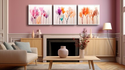 Three tryptich framed painting UHD wallpaper