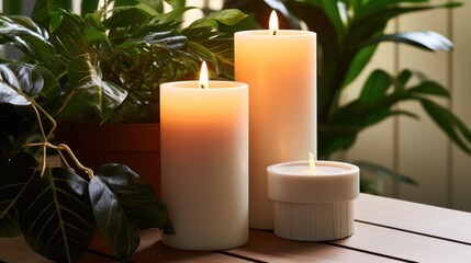 Three white candles UHD wallpaper