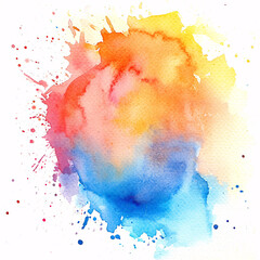 colorful watercolor splashes forming a blob on a white background for creative design projects
