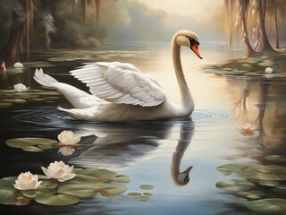 swan lake serenity: a tranquil reflection