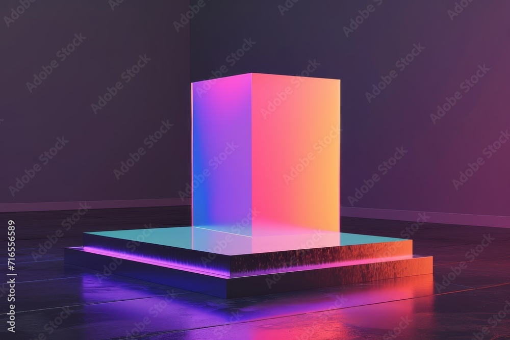 Poster square holographic fabric podium product presentation
