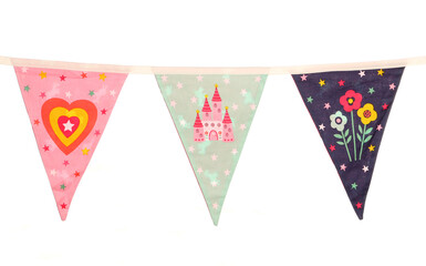 Children castle fantasy bunting isolated on a white background